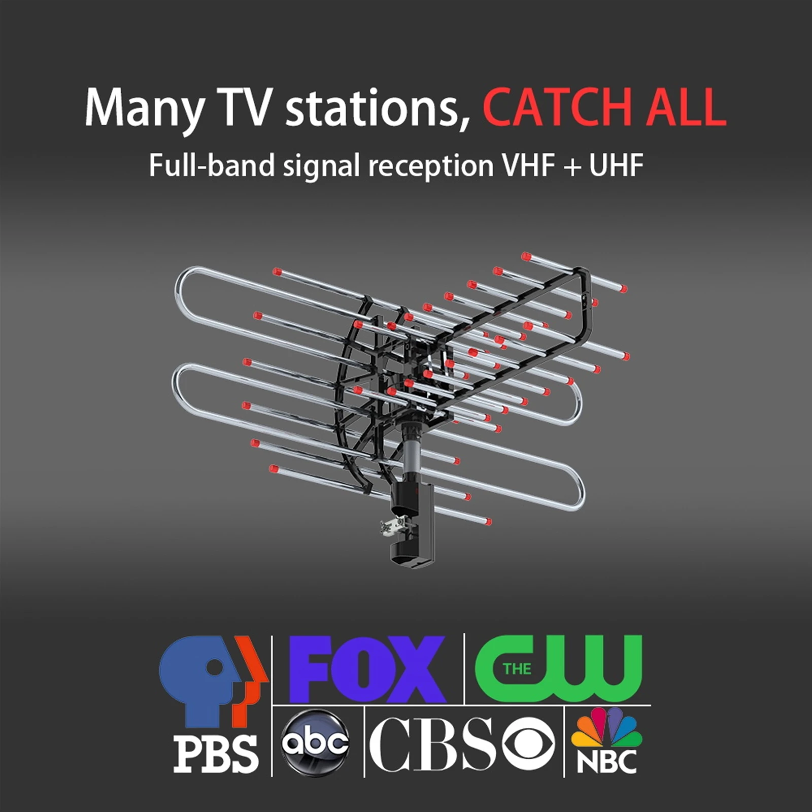 TA-851 Plus 360&deg;Rotation UV Dual Frequency 45-860MHz 22-38dB 42.65ft cable Outdoor Antenna