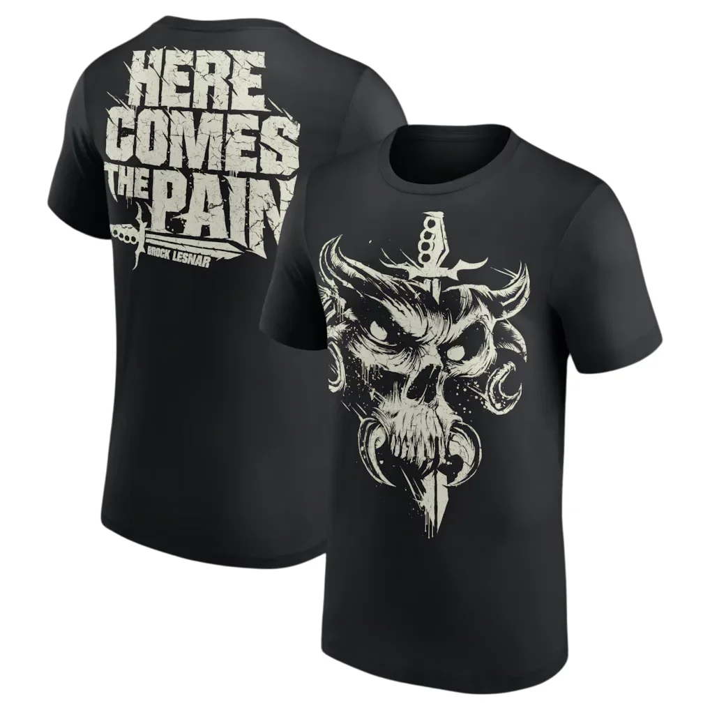 Brock Lesnar HERE COMES THE PAIN Bedrucktes T-Shirt für Männer und Frauen Sommer Baumwolle Y2K Kleidung Bequeme Mode Kurzarm-Oberteile