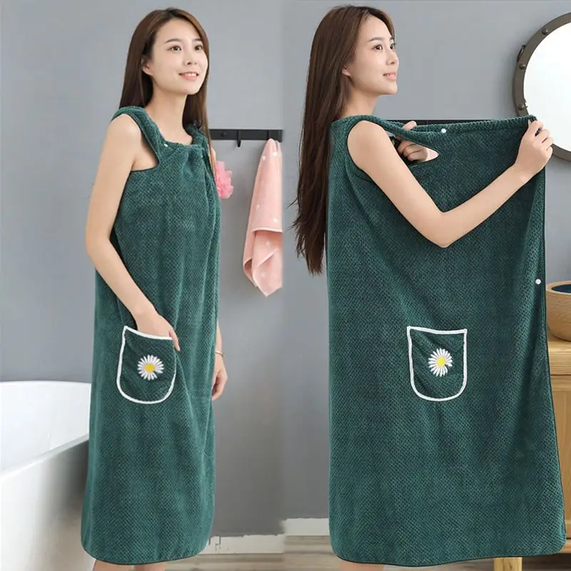 Bath Towel Household Women Wearable Wrap Adults Absorb Water Pure Cotton Dry Hair Skirt Long Style Washable Bathrobe