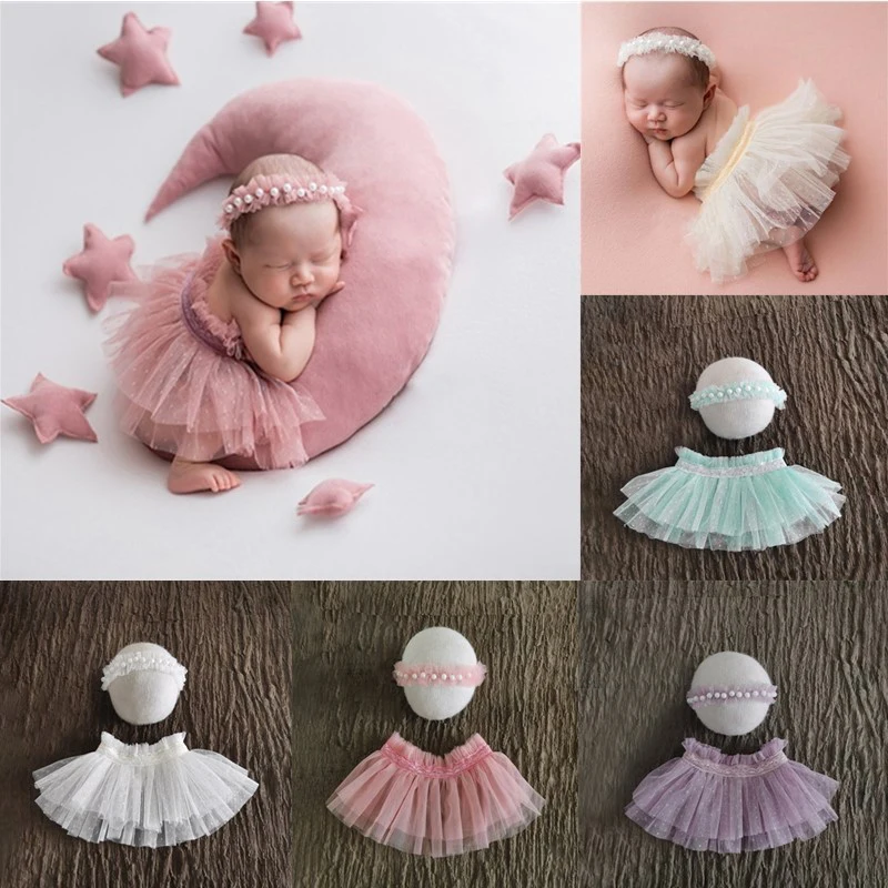 

Baby Photography Clothes Suit Hair band+Skirt 0-1Month Newborn Baby Photography Props