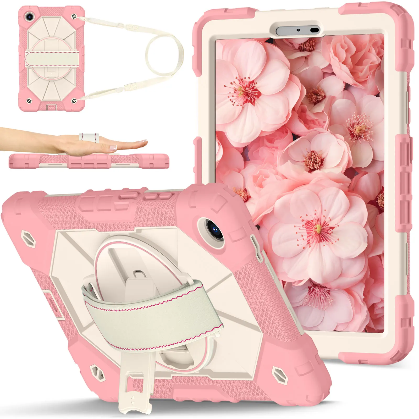 Heavy Duty Rugged Protective Silicone Tablet Case with Strap