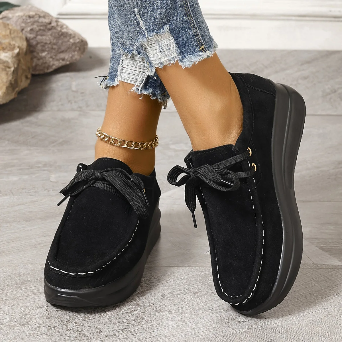 FASHION BREATHABLE CASUAL FLAT SHOES WOMEN LADIES LIGHT SWING PLATFORM GIRLS SHOES WOMEN SLIMMING2026ASUAL WOMEN FLATS SHOES