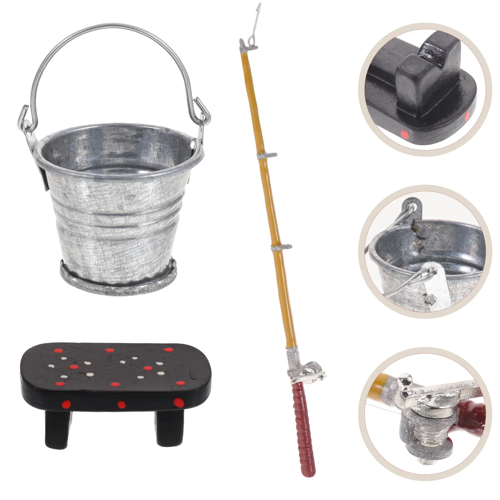 

Dollhouse Fishing Rod Mini Tool for Kids Toy Pole Decor Decorative Model Children Outdoor Toys