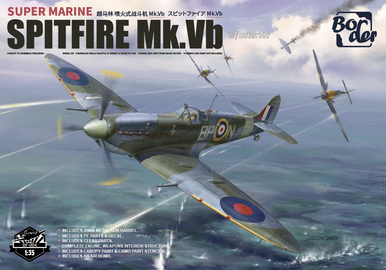 Border Bf-004 Scala 1/35 Spitfire Mk.Vb Con Kit Modello Interno In Plastica