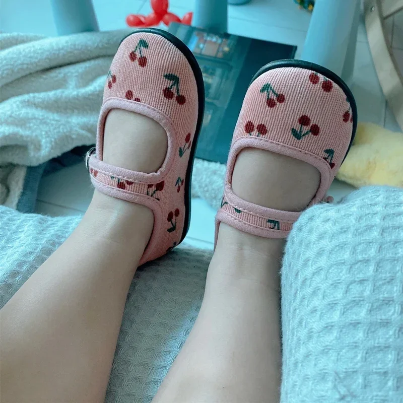 Kids Shoes Corduroy Floral Canvas for Girls