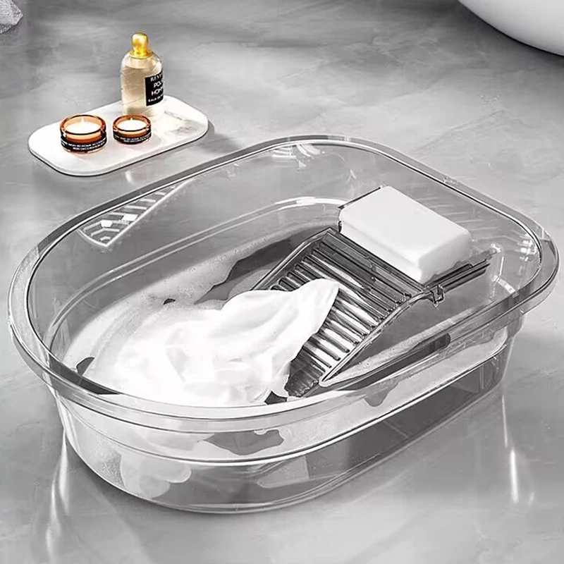 Thickened Washing Board Plastic Washtub with Washboard Laundry Tub Washtub Washing Kid Baby Clothes Board Cleaning Tools