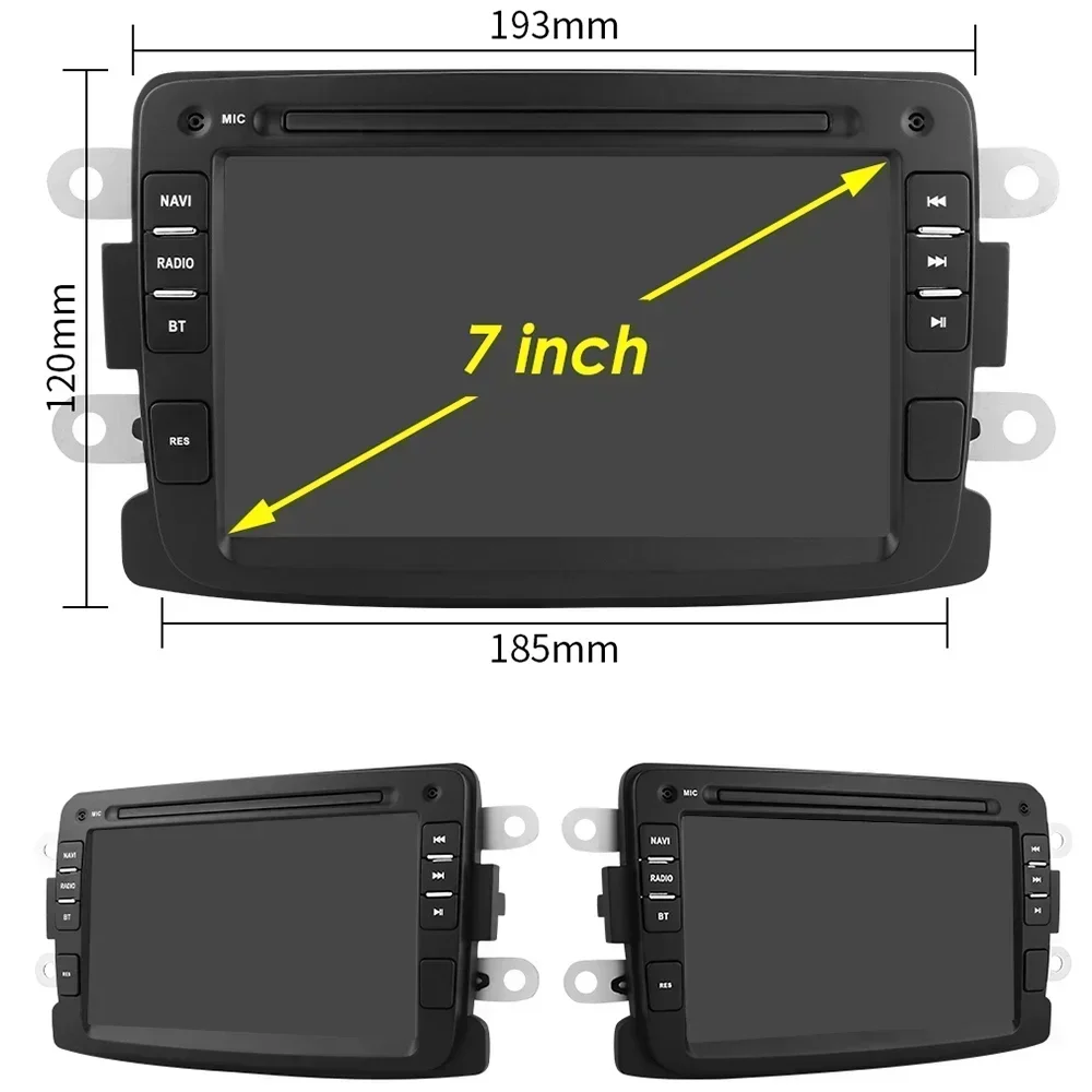 Radio para Auto Hizpo de 7 Pulgadas con CarPlay y Android para Renault Dacia Sandero/Duster/Logan/Dokker 2010-2015, Multimedia, GPS, Bluetooth, FM 4