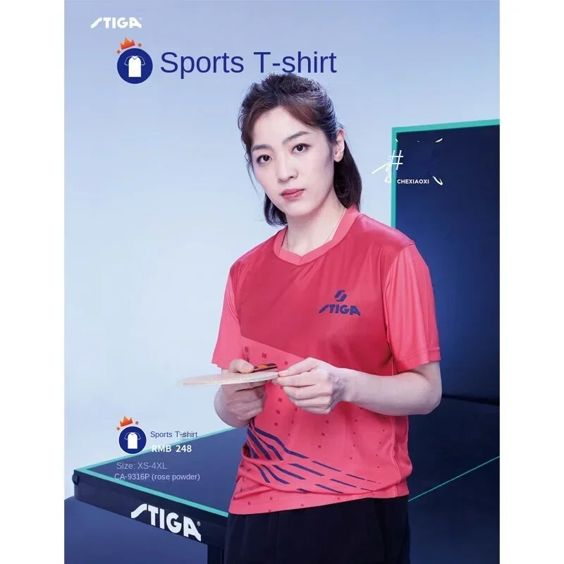 Stiga T Shirts Table Tennis Clothes Men Women Clothing T-shirt Short Sleeve Shirt Ping Pong Jersey Sport Jersey
