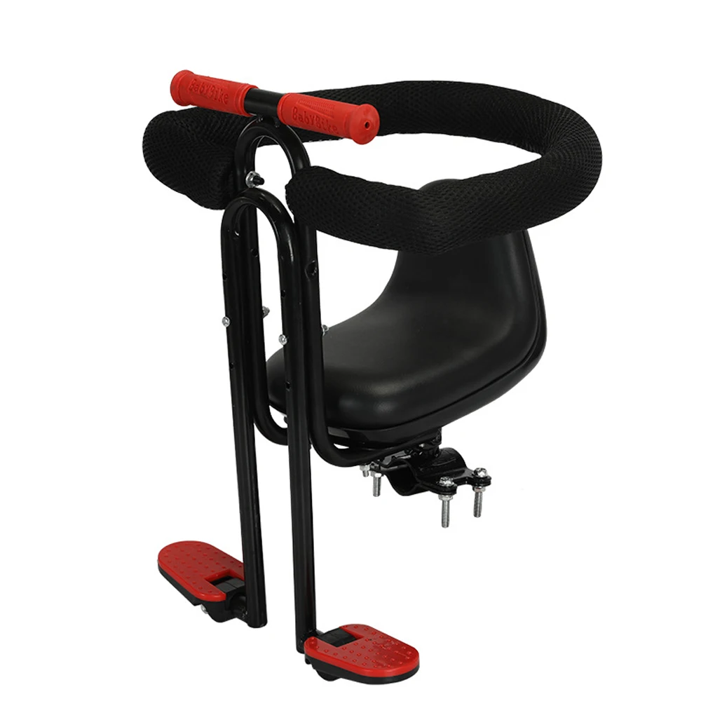 

Front Mounted Child Bicycle Seat Foldable Kids Safe Bike Seat with Fence Footrest & Secure Fence for Children