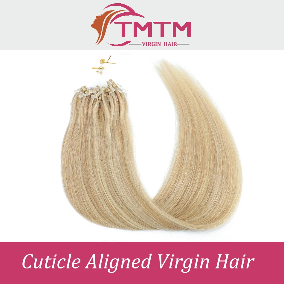Straight Micro Loop Human Hair Extensions Kit 50 100 Strands Brazilian Virgin Hair Invisible Micro Ring Beads Natural 1G/Pc
