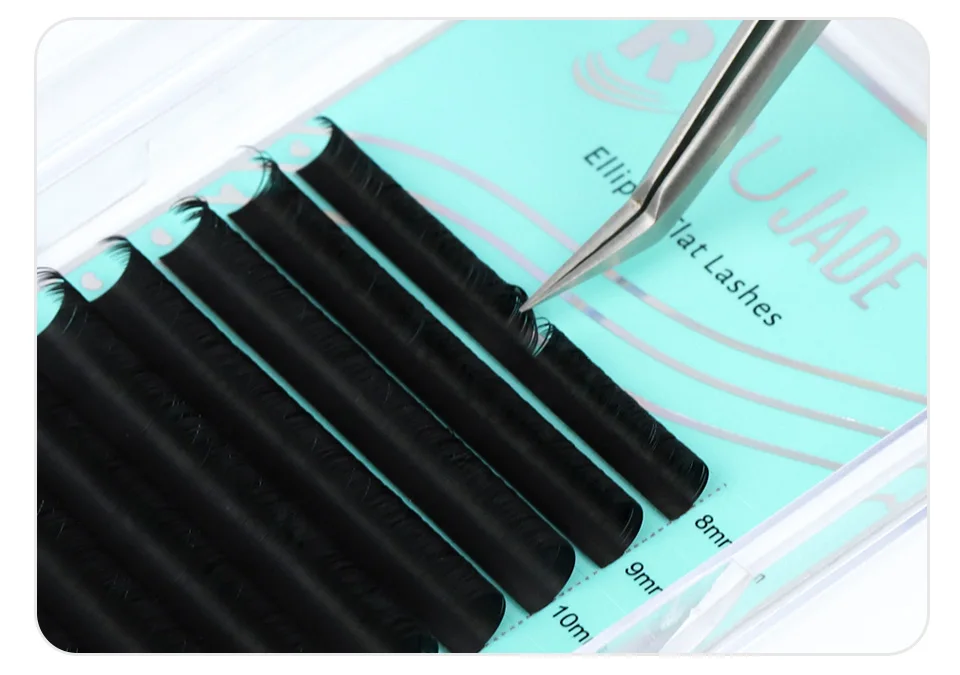 RUJADE 5 Fälle/Lot Ellipse Flache Einzelwimpernverlängerungen Weiche Split-tips Flache Wimpernverlängerung Ellipse Faux Nerz Flache Wimpern – Detail 14