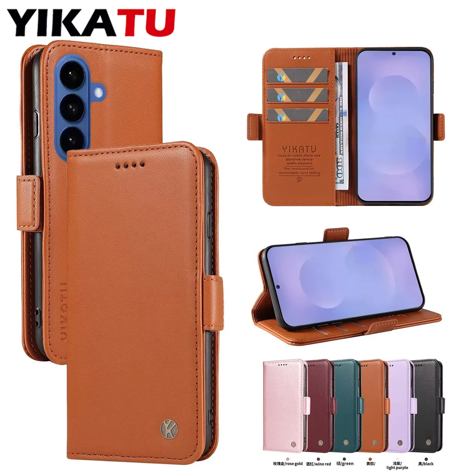 Luxurious Magnetic Flip Wallet Leather Case with Kickstand Feature