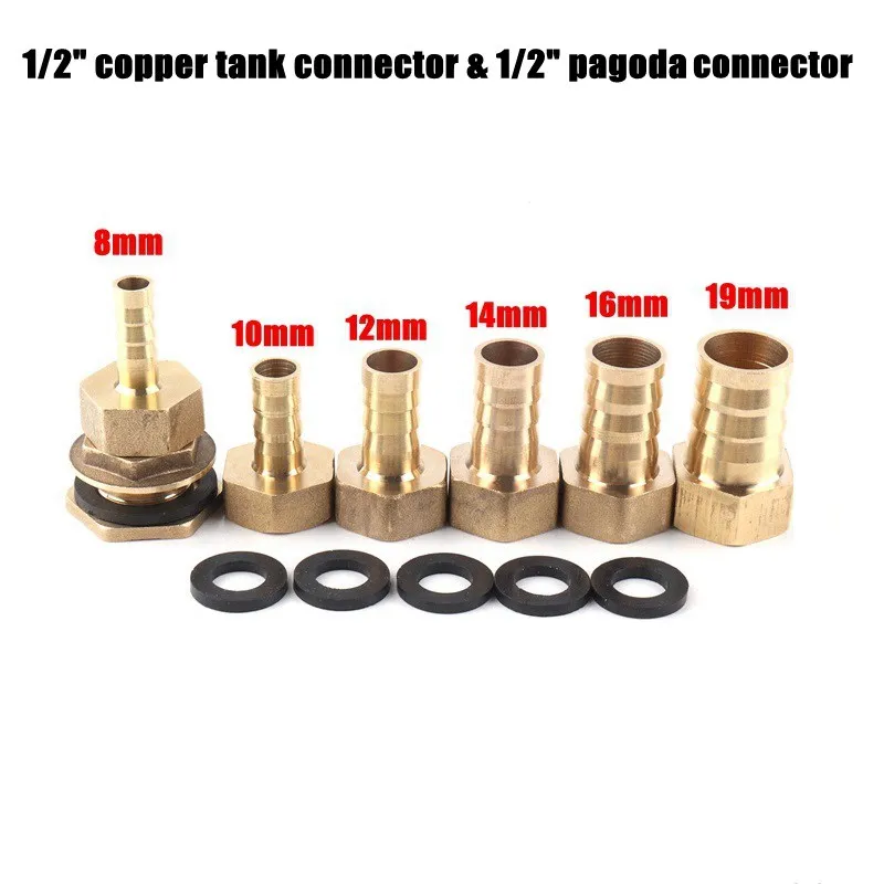1pcs 1/2" Thread Fish Tank Adapter And Pagoda Connector Swivel Fitting Water Tank Copper Adapter Irrigation Water Hose Connector