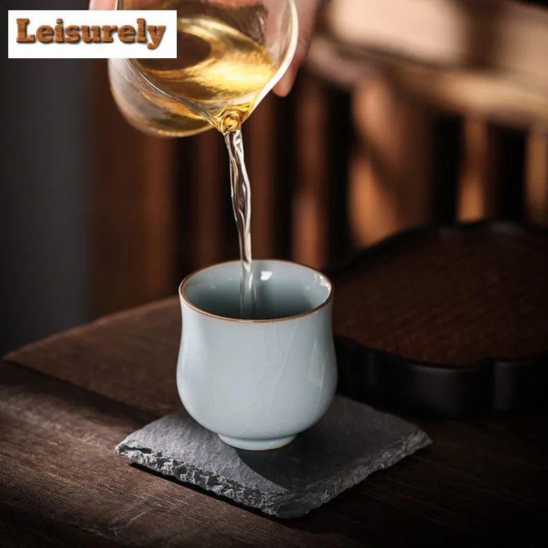 150ml Ru Kiln Porcelain Beauty Teacup Tea Bowl Single Cups Tea-tasting Smelling Cup Chazhan Master Cups Coffee Mugs Drinkware