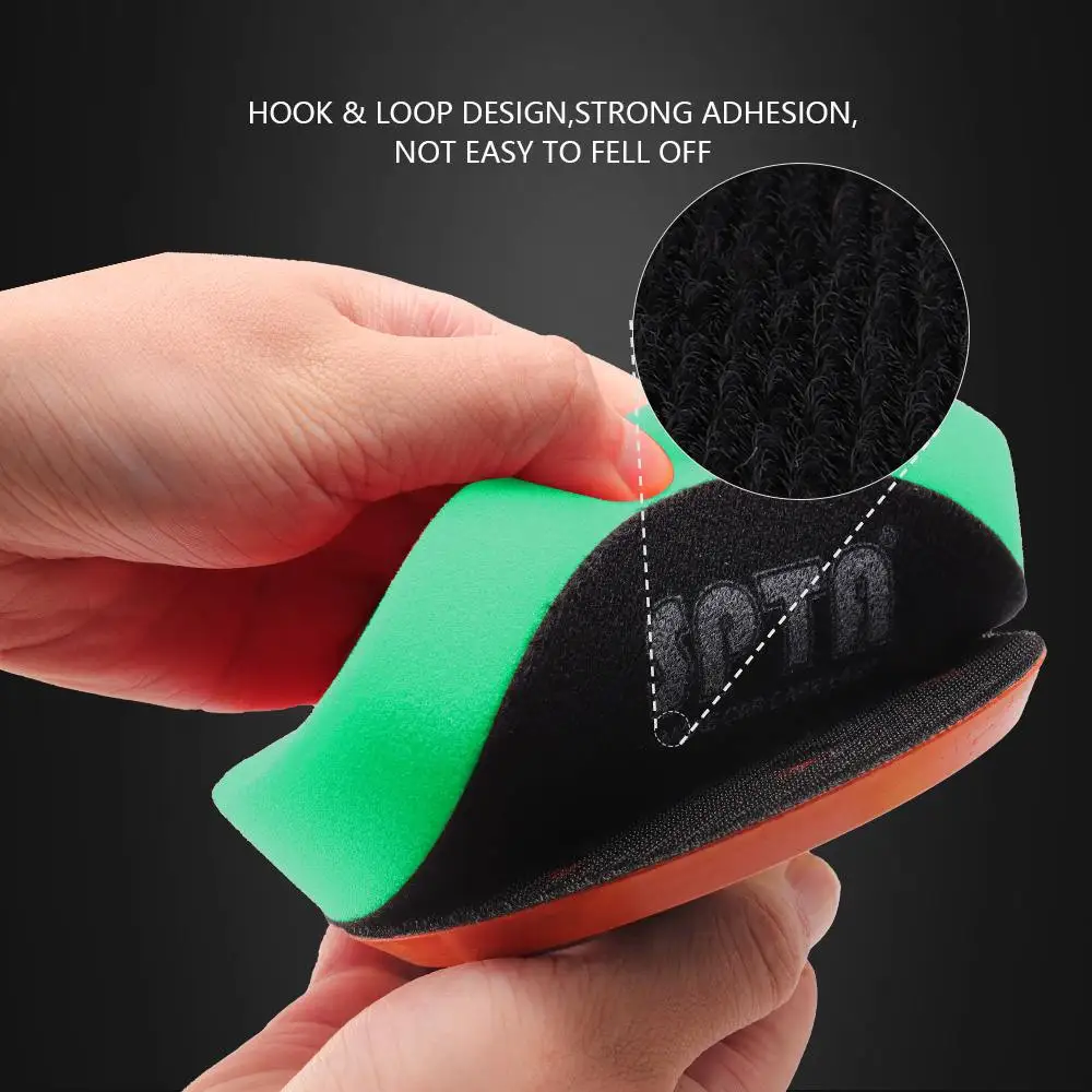 SPTA 1Pc 3"(80mm)/5"(125mm)/6"(150mm) Beveled Flat Foam Sponge Polishing Pads for DA RO Waxing ing