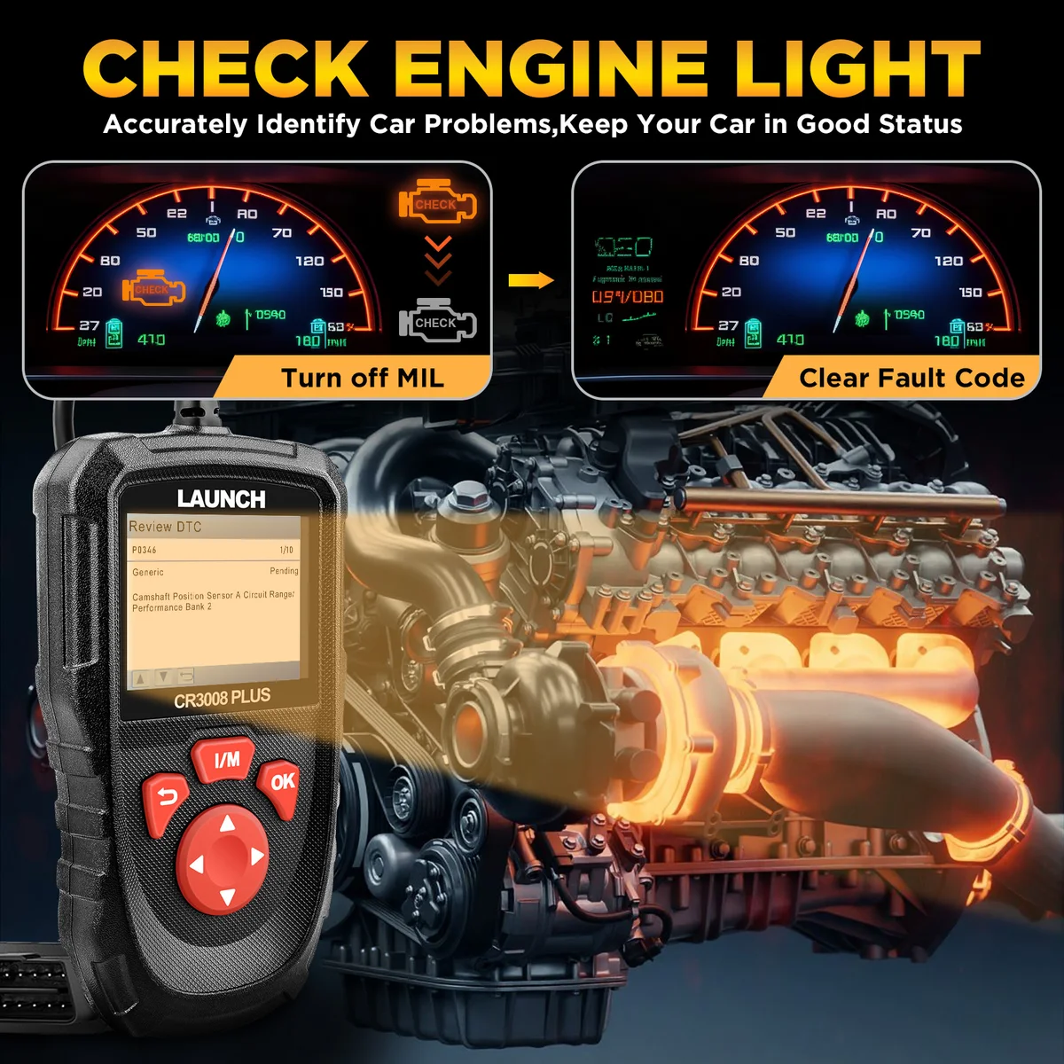 LAUNCH CR3008 PLUS OBD2 Scanner Engine Battery Diagnostic Tools Auto Code Reader Scan Lifetime Free Update Online — view 3