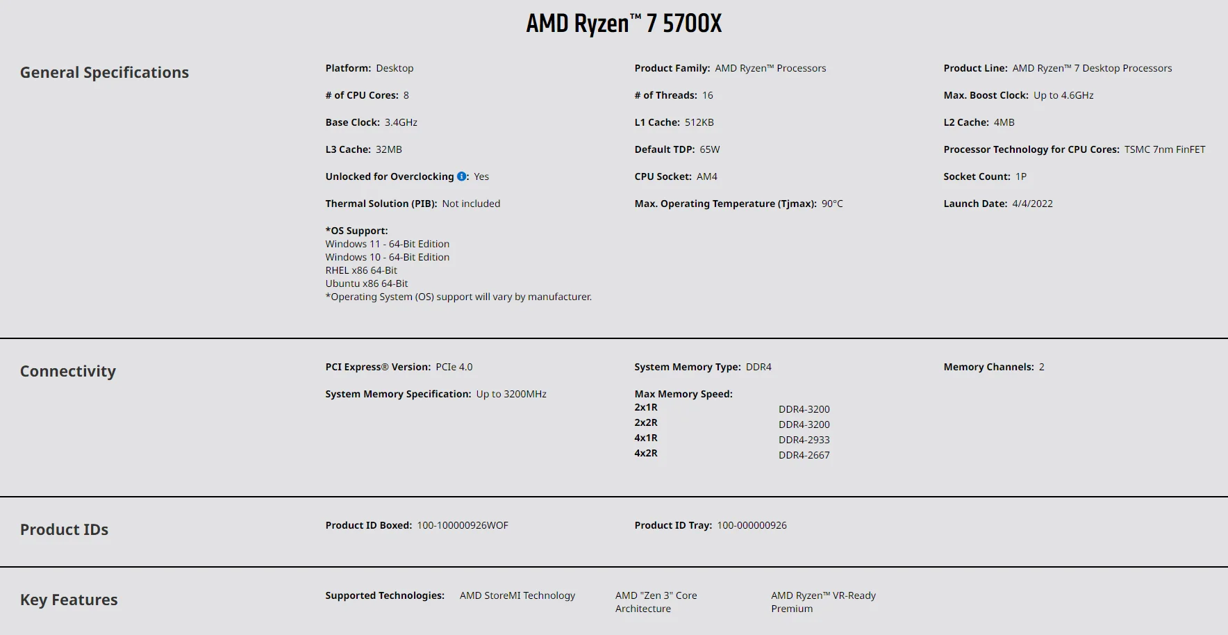 cpu for gaming pc AMD Ryzen 7 5700X R7 5700X 3.4 GHz Eight-Core 16-Thread CPU Processor 7NM L3=32M 100-000000926 Socket AM4 New but without cooler processors