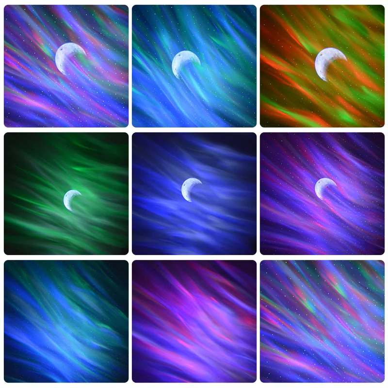 Romantic Northern Lights Aurora Projector Starry Sky Night Light Star Moon Lamp With Speaker Bedroom Party Decor Gift Christmas