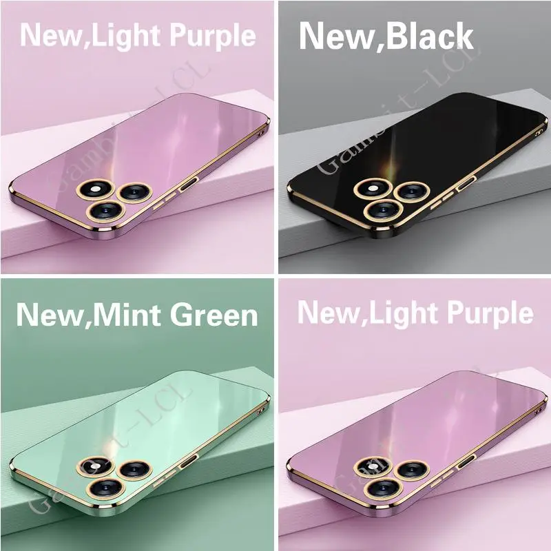 Custodia Morbida Galvanica Con Bordo Dritto Per Tecno Spark 10 4G 6.6 Spark10 Ki5Q Custodia Protettiva Anti-Caduta Anti-Caduta Per Telefono