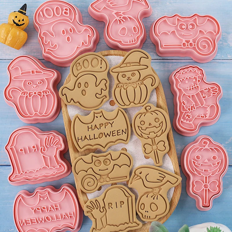 HalloweenCookieCuttersPumpkinGhostSkullPressableBiscuitStamp
