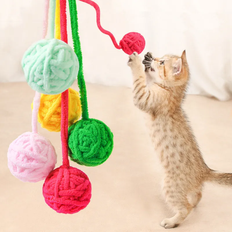 

Cat Toy Wool Ball Toys for Cats Tease Plush Balls Bite Resistant Cats Toys with Bell Self Hi Interactive Cat Toy Pet Products