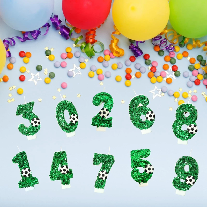 1PC Happy Birthday Football Candles Cake Soccer Candles Number 0-9 Digital Candle Party Wedding Cake Candle Party Cakes Decor cake candles