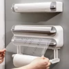 Wall Cling Film Cutter Dispenser Magnetic Wrap Food Stretch Film Roll Holder Aluminum Foil Wrap Dispenser Kitchen Organizer 2
