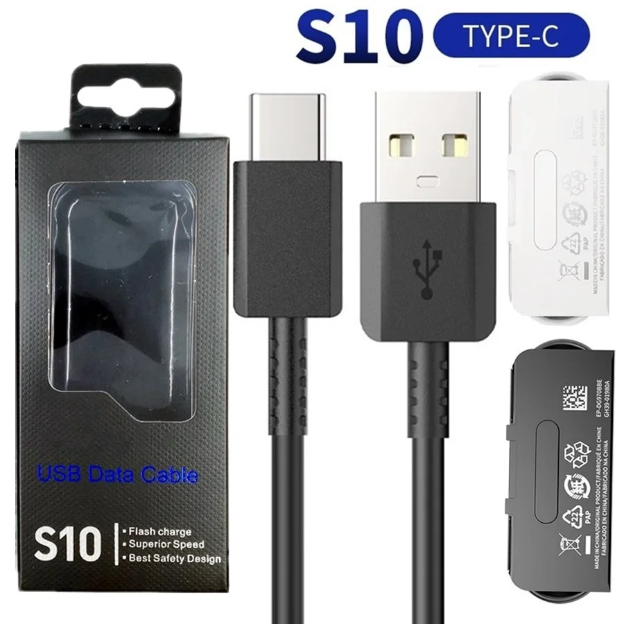 10pcs/lot Fast Quick Charging 1m Type C USB-C Cable Data Sync Charger Cables For Samsung S10 S9 S8