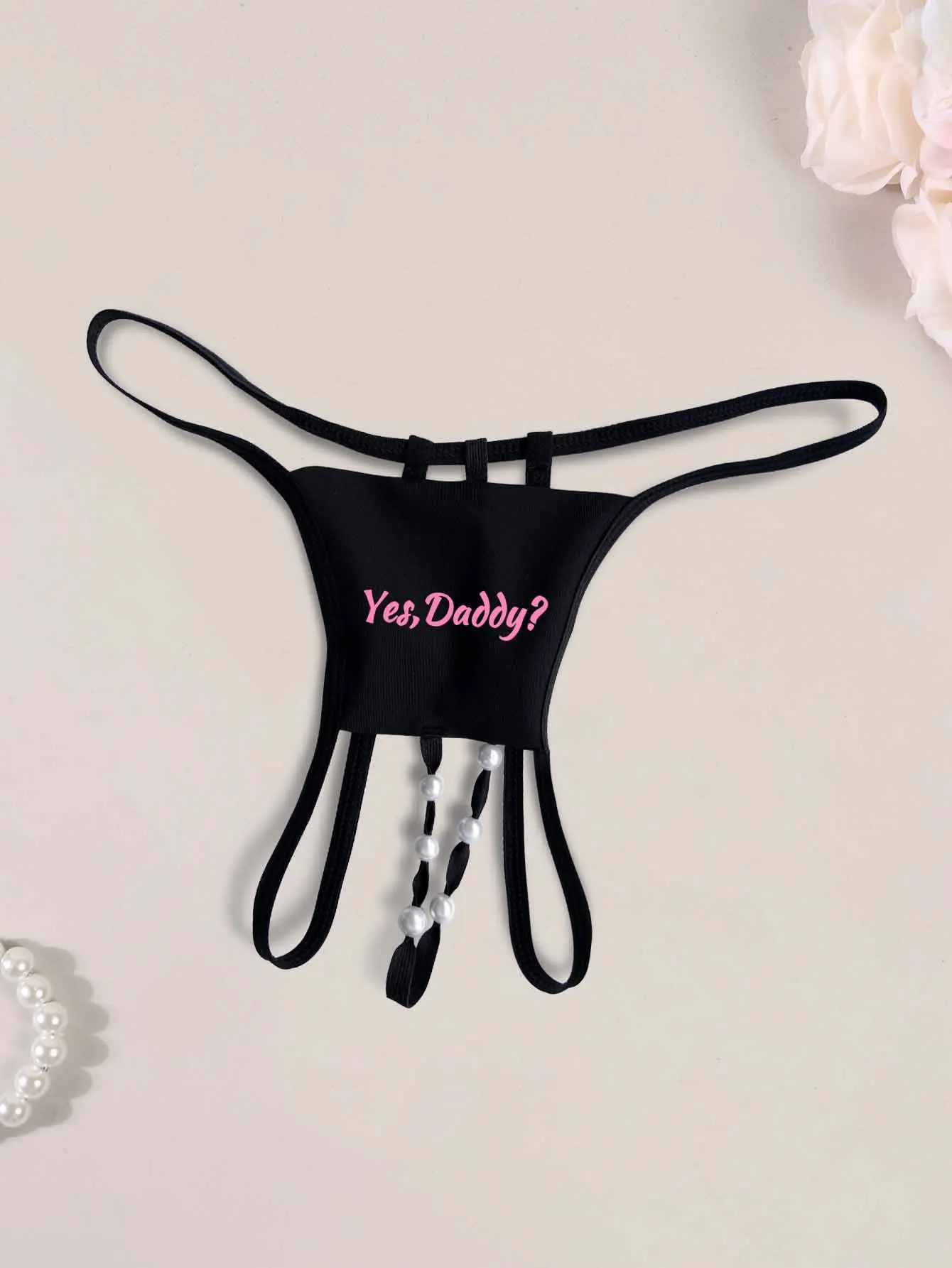 Women Panties Crotch Opening Sexy G-string with Pearl chain Underwear Erotic Crotchless Intimates Lingerie Yes Daddy Prints women panties,female underwear,cotton panties,lace panties,womens underwear