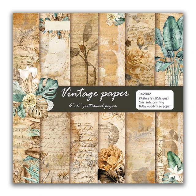2023New vintage paper style Scrapbooking paper pack of 24 sheets handmade  craft paper craft Background pad - AliExpress