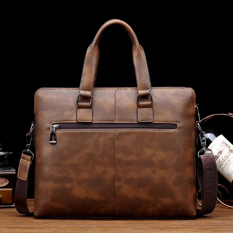 Luxury Business Men's Briefcase Vintage Leather Handbag Large Capacity Male Shoulder Crossboby Bag Office Laptop Bag
