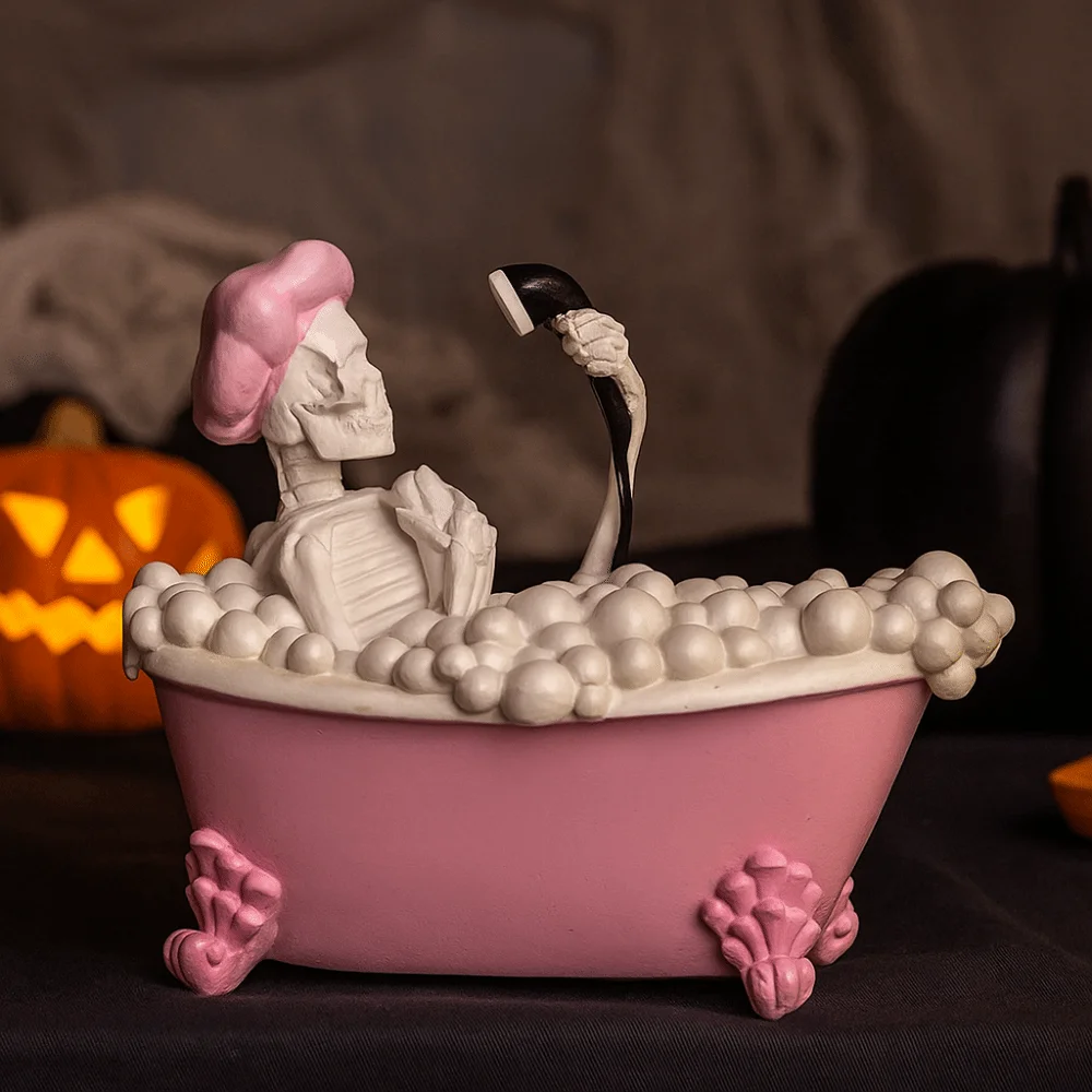 Halloween Themed Resin Ghost Figurine Handicraft Statue Cartoon Standing Ghost Ornament Collectible Model