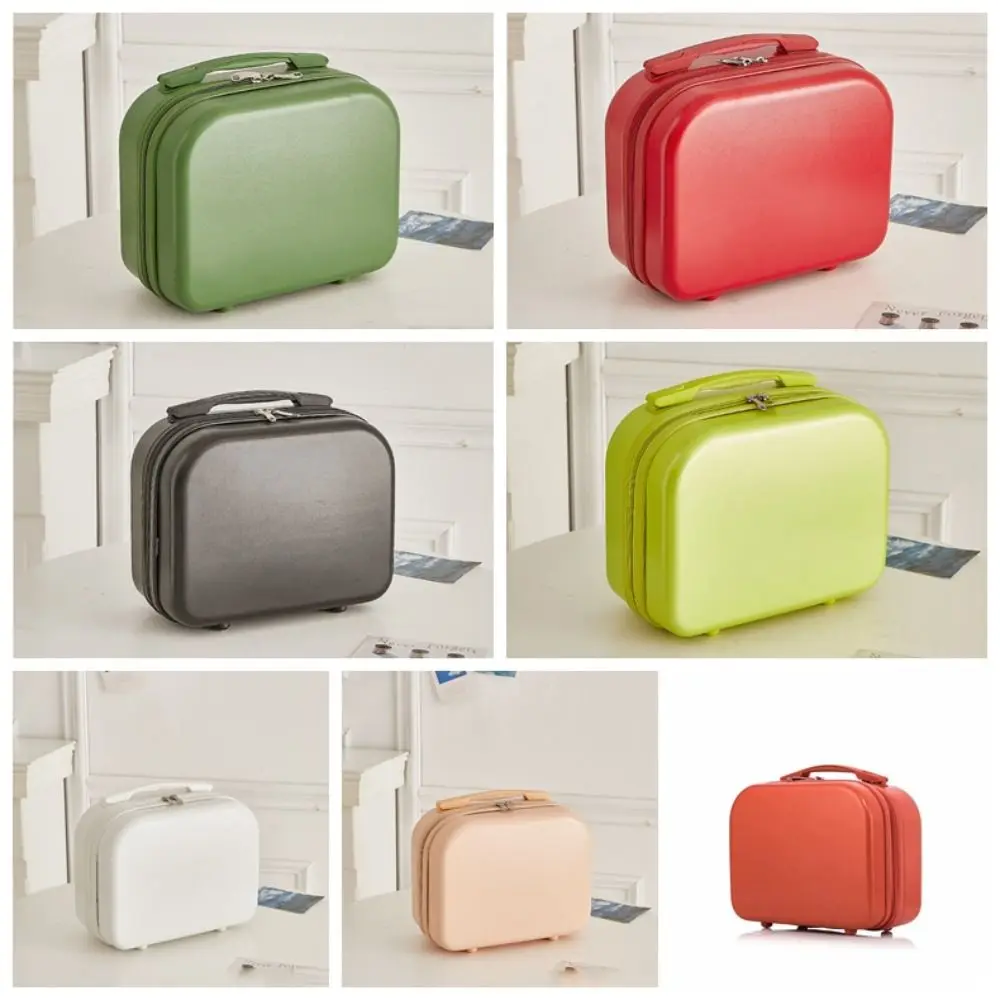 Storage Toiletry Box Solid Color Suitcase Mini Luggage Travel Organizer Makeup Case Zipper Luggage Square Box