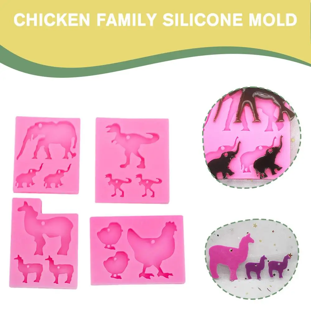 

Silicone Mold Elephant Dinosaur Chicken Horse Keychains Mould Crafts DIY Animal Decoration Mold Keychain Resin Epoxy N9X8
