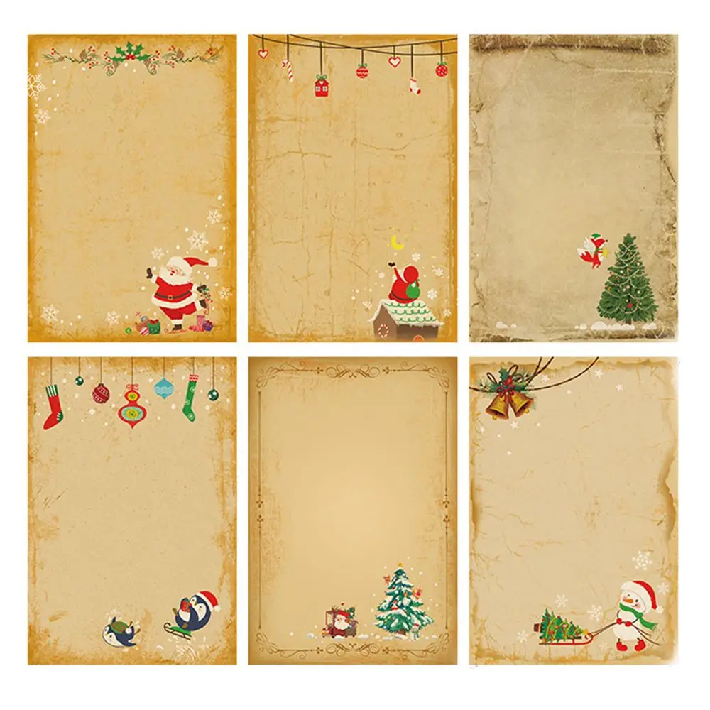 파티 DIY 선물 초대장 인사 카드 눈사람 편지지 크라프트지 크리스마스 편지 패드 크리스마스 봉투