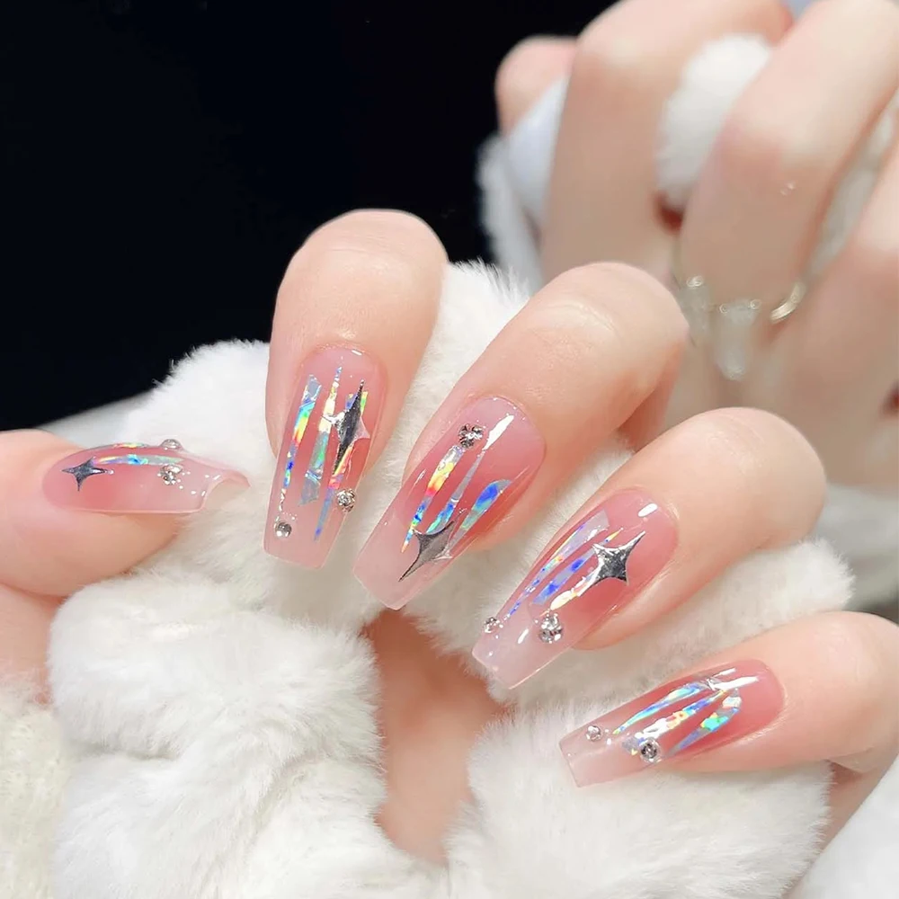 Clear Holographic Nail Sticker Broken Glass Design DIY Manicure Decals