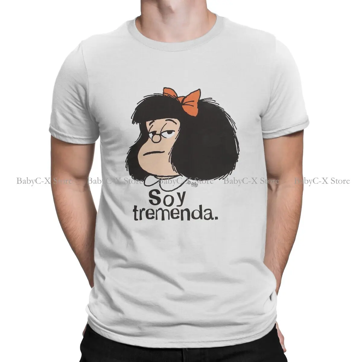 Mafalda Cartoon Polyester TShirts Soy Tremenda Print Men's T Shirt Funny Tops Size S-6XL