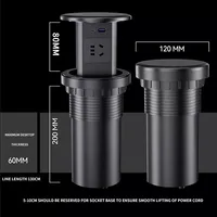 โต๊ะยก Power อัตโนมัติ Pop Up ลิฟท์ซ็อกเก็ต Tower SOCKET US UK AU UN ปลั๊กอะแดปเตอร์ USB Type-C ไร้สายชาร์จ,ซ่อน 3