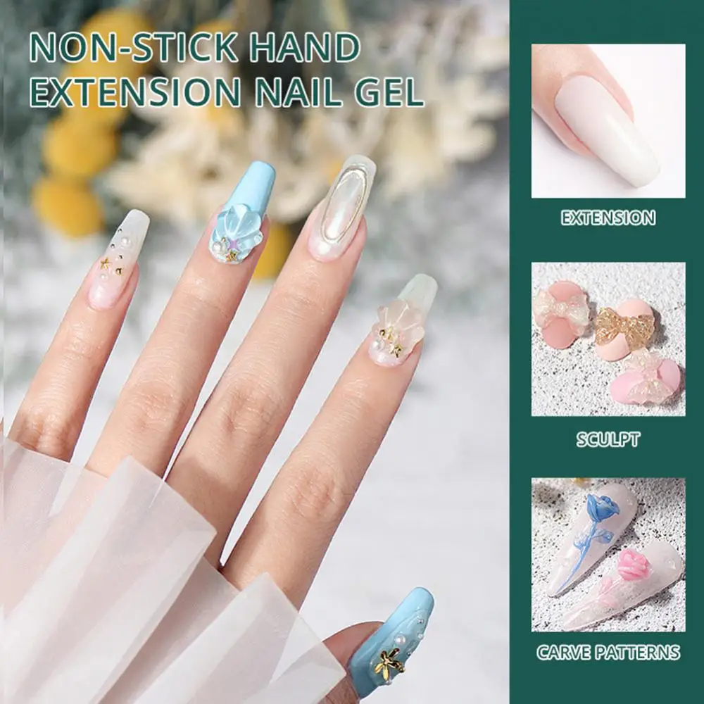 Non Stick Hand Nail Extension Gel Solid Gel Nail Polish Carving Flower Varnish Rhinestone Glue Art 15ml