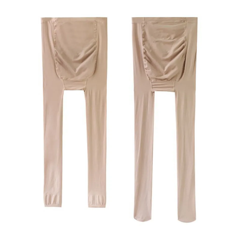 Pregnant Women Leggings Solid Color High Waisted Maternity Casual Leggings Autumn Winter Bare Leg Socks