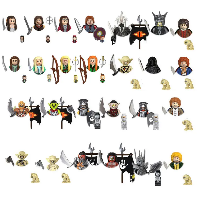 Lord Rings Movies Hobbit Bricks Dolls Goblin Ringwraith Sauron Frodo Orcs Uruk-Hai Mini Action Toy Figures Building Blocks Regali