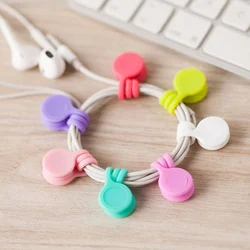 Enrouleur de câble magnétique en Silicone souple, support de rangement pour écouteurs, 3 pièces 