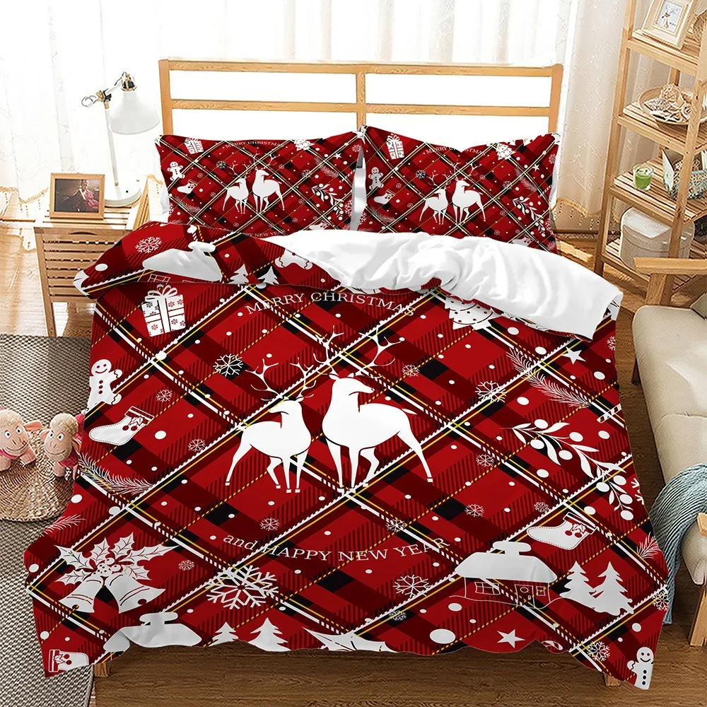 Merry Christmas 3D Print Red Snowflake Deer Bedding Set Duvet Covers merry-christmas-3d-print-red-snowflake-deer-bedding-set-duvet-covers