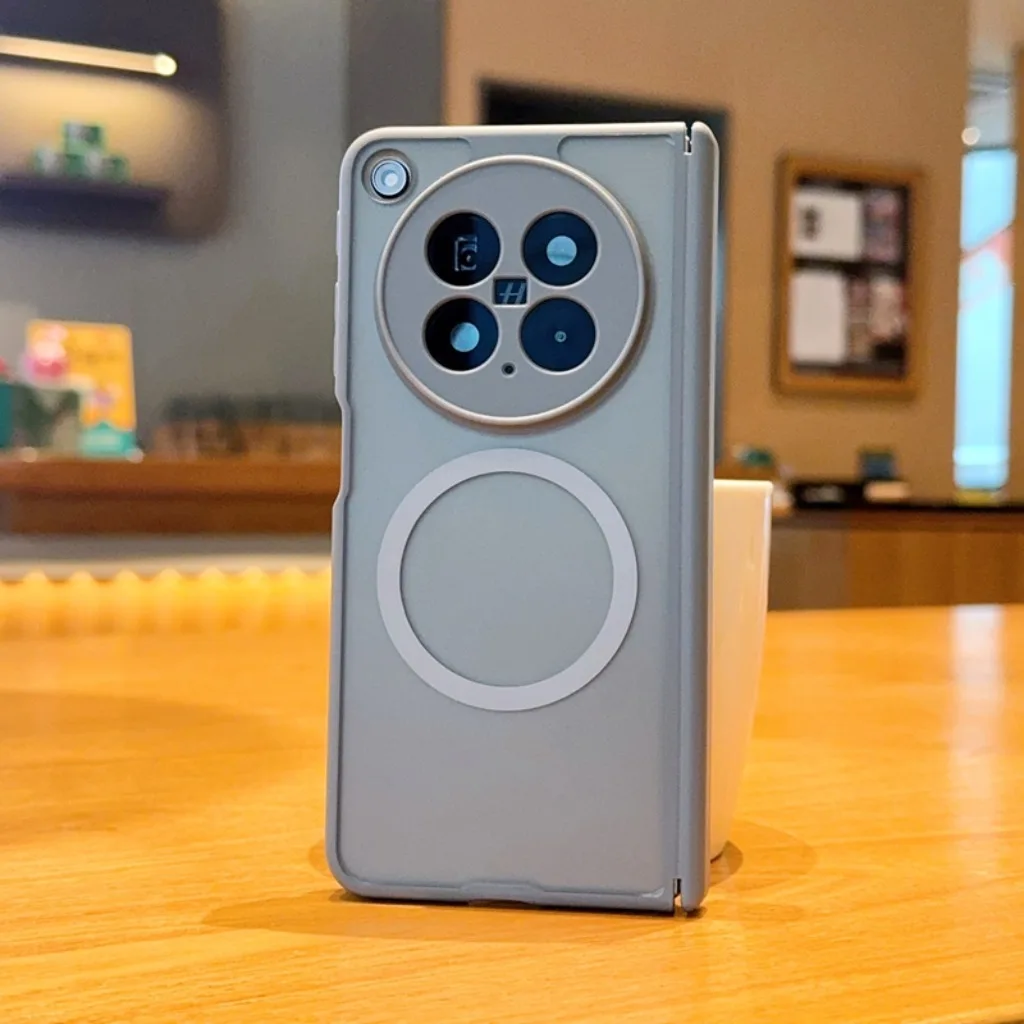 Matte Translucent Magnetic Phone Case with Full Hinge Protection and Wireless Charging Capability