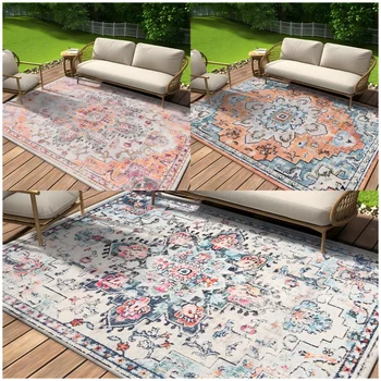 VIKAMA Vintage Persian Crystal Velvet Non-Slip Outdoor Rug 1