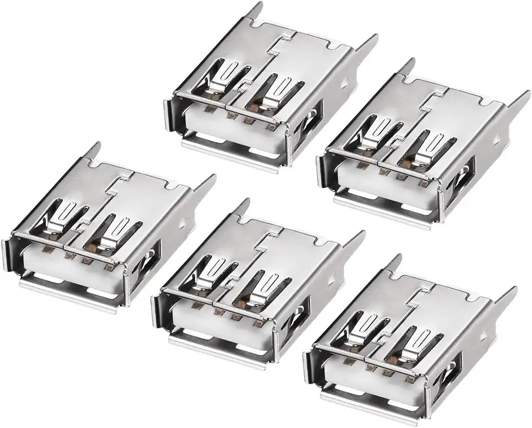 

PCB USB Connector Type-A Female Jack 4 Pin Vertical Straight Insert 5Pcs