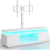 TV Stand w/ Mount & Power Outlet 51.2", Swivel TV Stand Mount, Height Adjustable Modern Entertainment Center w/ LED Lights 1
