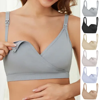 Wire-Free Maternity Nursing Bra Nylon Seamless Front Closure Breastfeeding Comfort Adjustable Support Soft Pregnancy Underwear