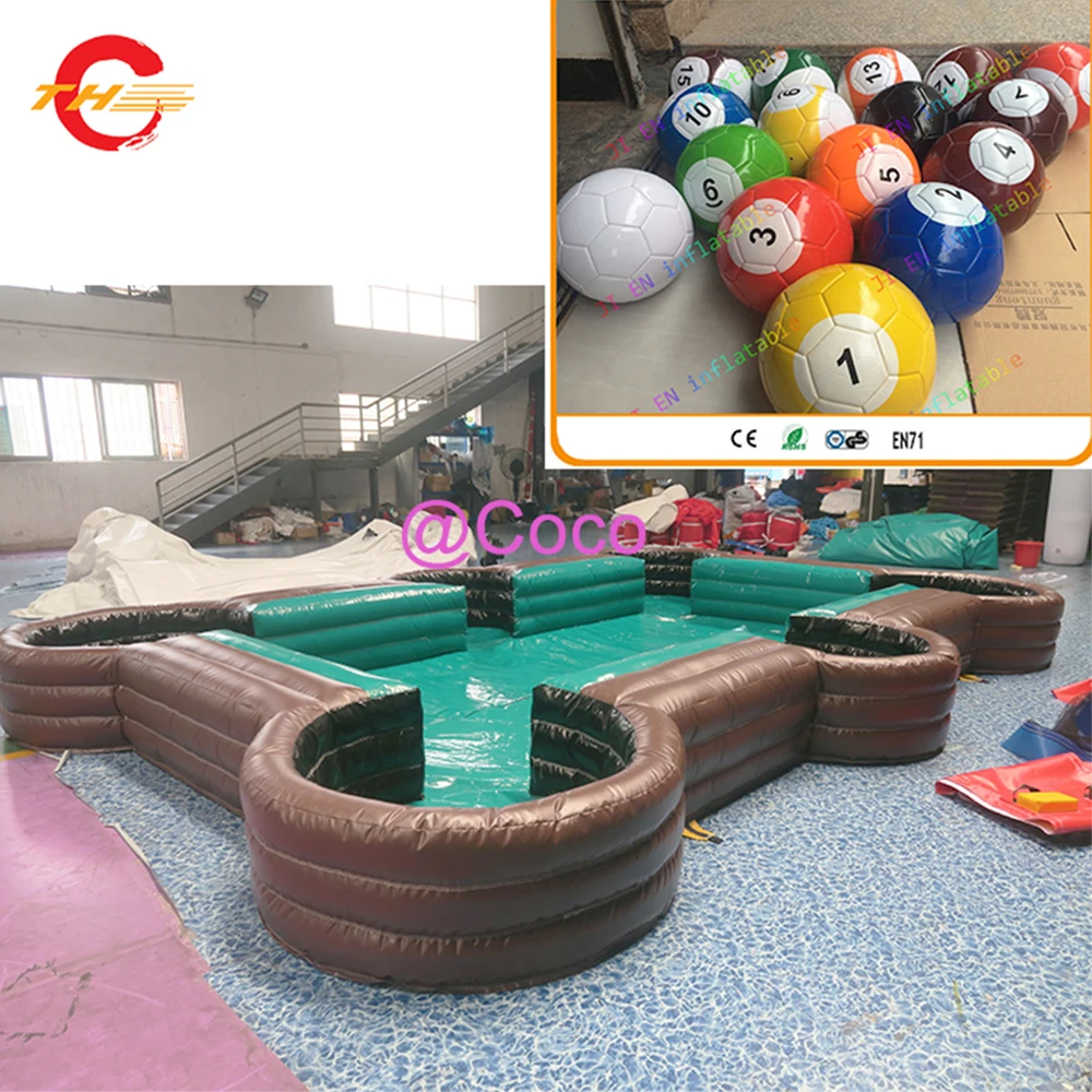 free ship to door!Giant funny inflatable snooker soccer table with snooker balls,6x4m/8x5m/10x5m inflatable snooker field