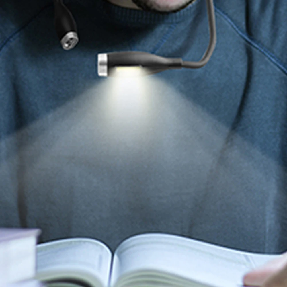 LED Neck Reading Light Bendable Arms LED Night Light Flexible Flashlight Rechargeable for Night Running Walking Knitting Camping